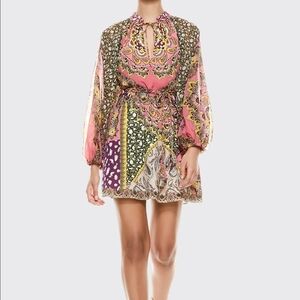 Alice + Olivia Pink and Purple Paisley Dress Size 2